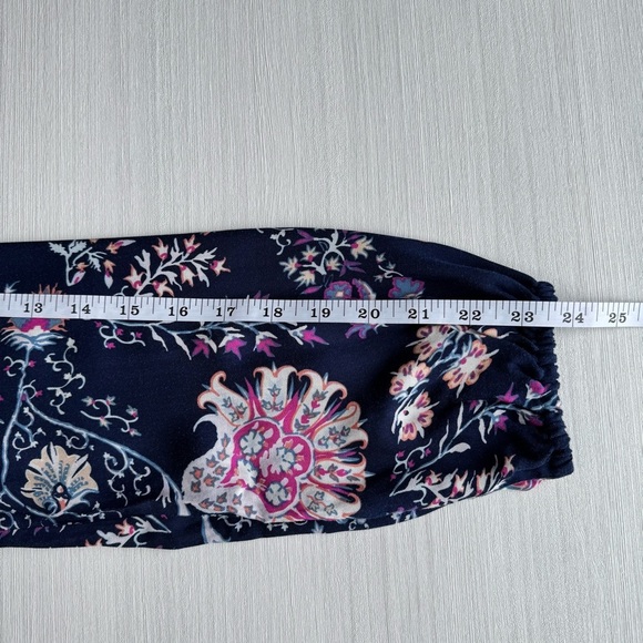 JOSIE NATORI Floral Bomber Jacket Size S Navy Pink Paisley Boho Lightweight - Picture 8 of 11